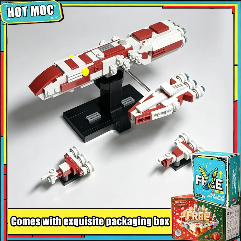340 Parts Space Fleet Cruiser Warship Model MOC Building Blocks Custom Puzzle DIY Assembly Educational Collection Display Gifts