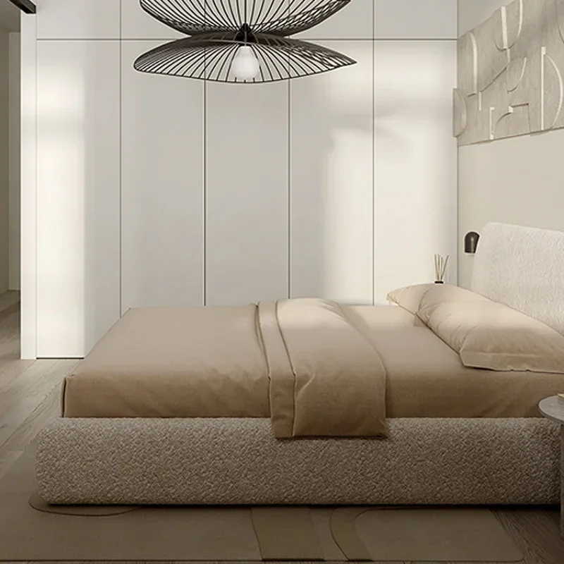 

Beauty Aesthetics Bed High Quality Cream Light Luxury Wedding Modern Bed Minimalist Aesthetics Princess Muebles Unique Furniture