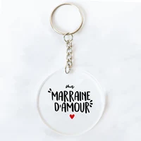 Je vous soyez ma marraine et parrain imprimé porte-clés Marraine Parrain demande chaîne acrylique porte-clés merci meilleure idée cadeaux 5