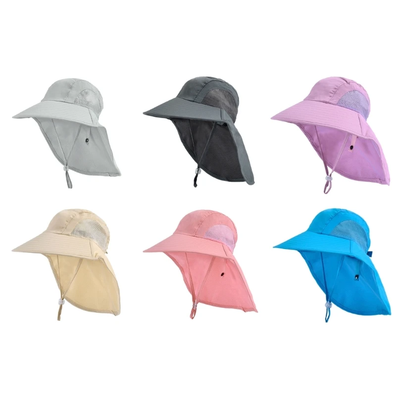 

Summer Hat with Neck Flap Traveling Swim Hat Soft Baby Caps
