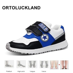 Ortoluckland Children's Shoes Boy Girls Leather Sneakers Kids Autumn Spring Fashion Low Cut Orthopedic Casual Flat Footwear