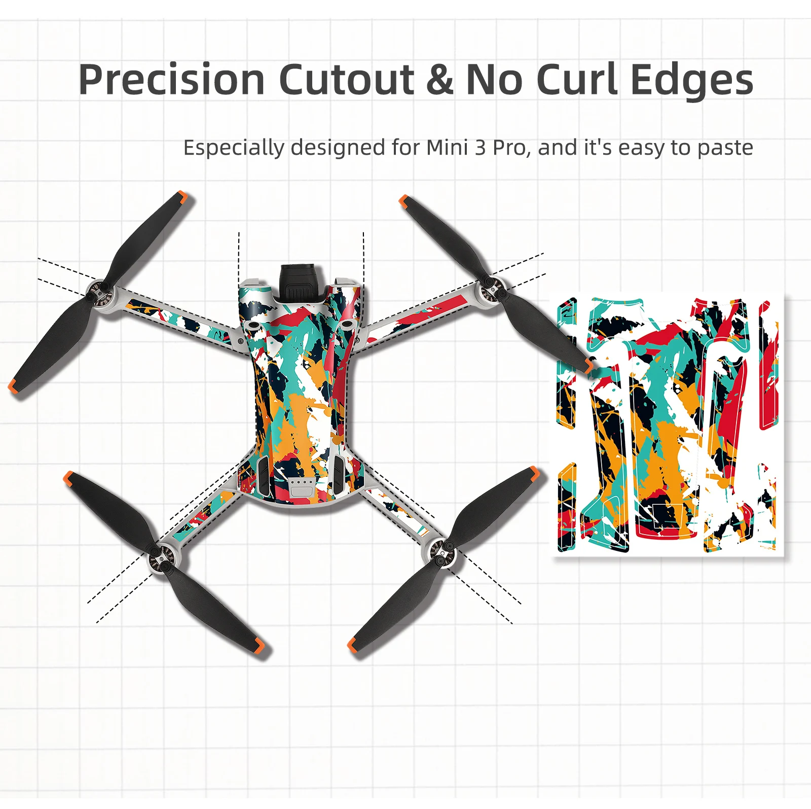 For DJI Mini 3 Pro Sticker RC Remote Control PVC Waterproof Anti-Scratch Film for Mini 3 Pro Creative Cool Colorful Sticker