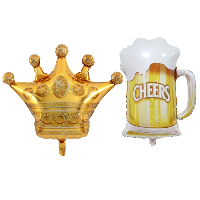 

2pcs/lot Giant Beer and Crown Balloons Party Aluminium Foil Ballon Birthday Party Decorations Adult and Kids Decor for Home