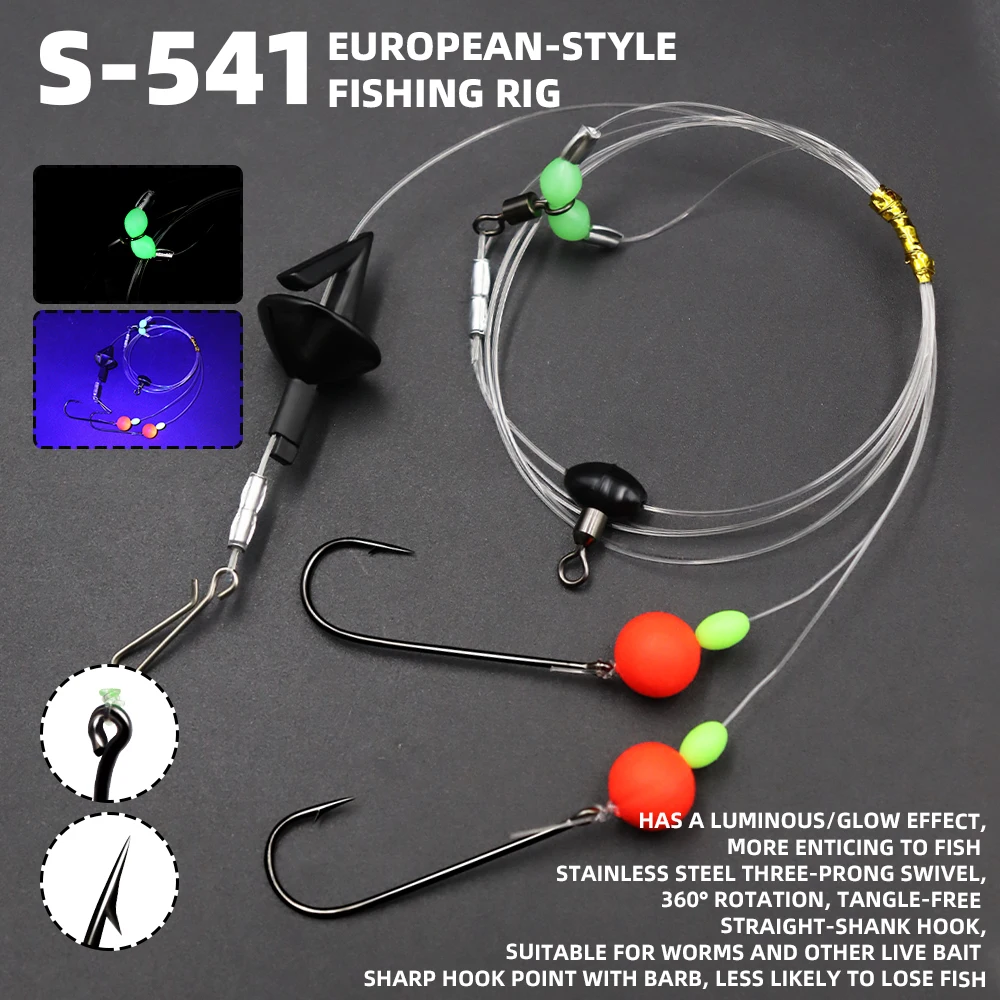 ZYZHE 1/3/5pcs Fishing Pulley Rigs with Double Float Sub Line Hooks Long Casting Fishing Rigs Pre-tied Fishing Flapper Rigs