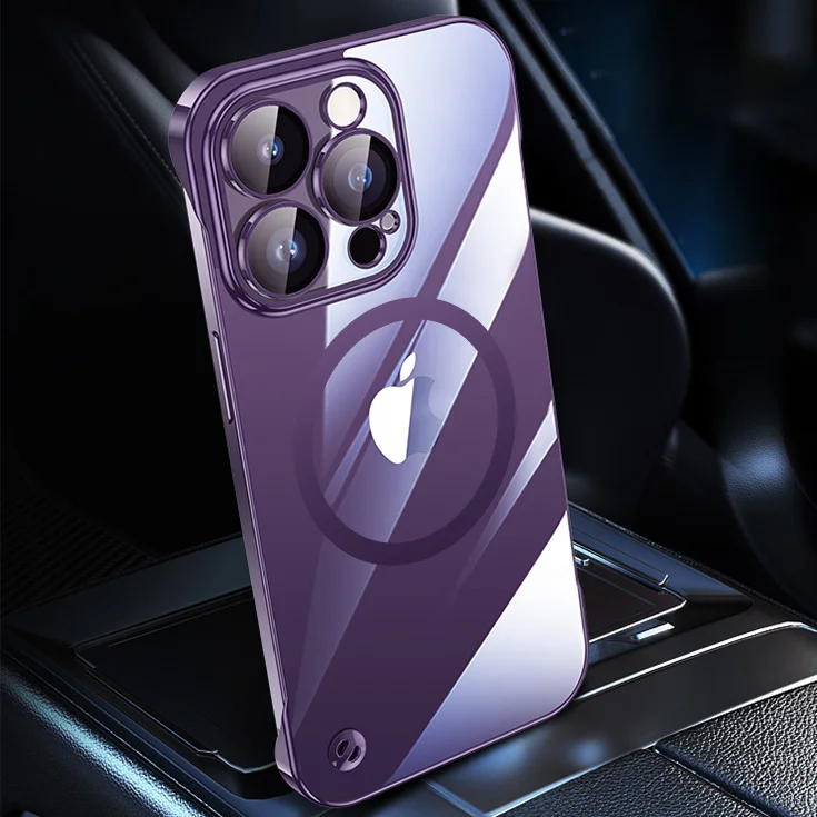Luxuriöse, rahmenlose, magnetische Hülle mit Plating-Optik für Magsafe, dünne Schutzhülle für iPhone 16, 17, 13, 18 Pro Plus Max, kabelloses Laden, transparente, schlanke PC-Hülle – Detail 20