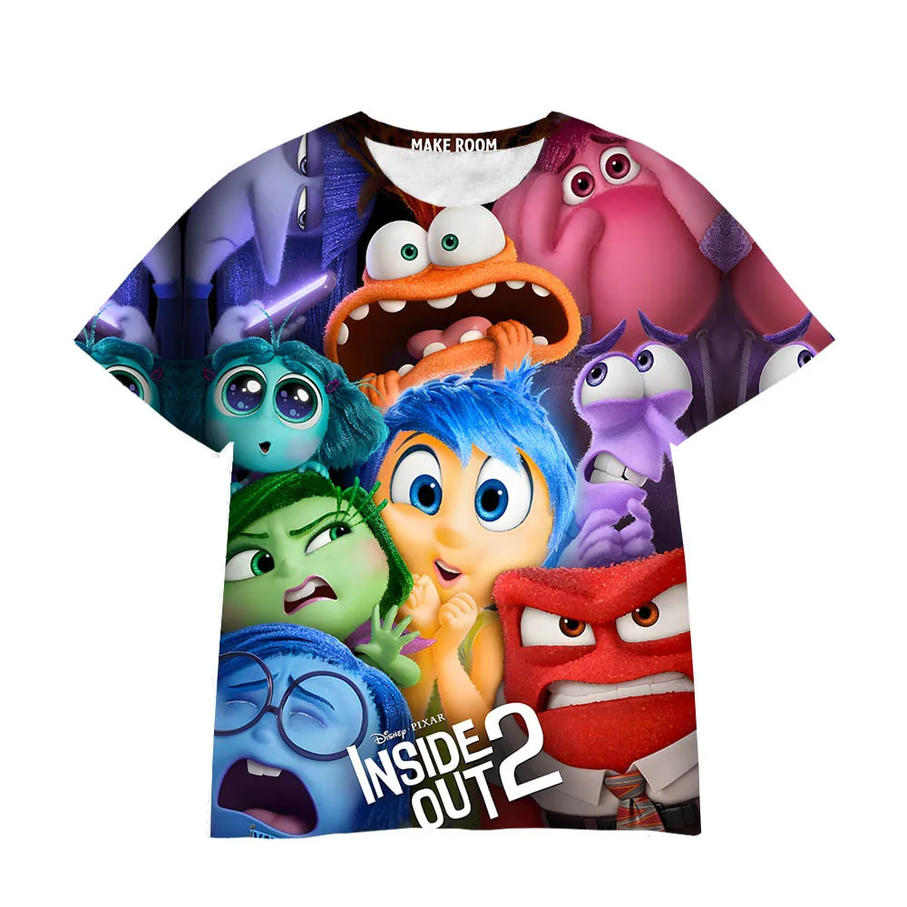 Summer Inside Out 2 T Shirt Kids Teen Boys Cartoon T-shirt Short Sleeve Top Funny Tee Clothes Girls Training Uniform Clothing