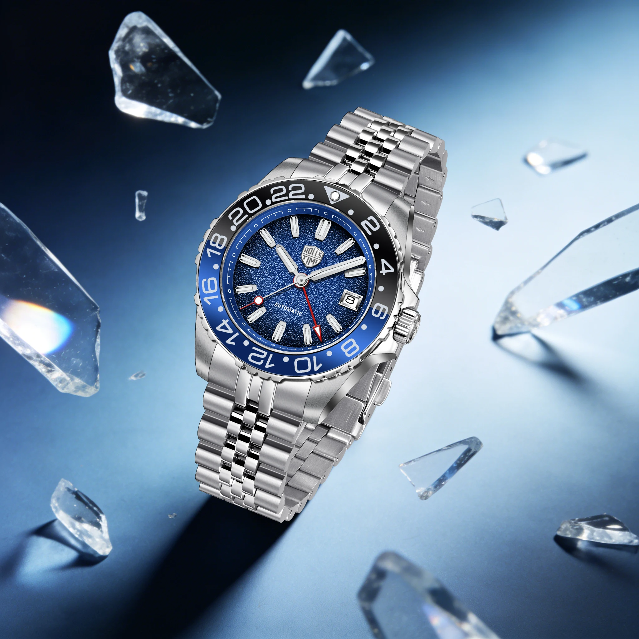 

ROSSITIMI Refined Formal Men's Mechanical Watch Business Gentleman's Staple Stainless Steel Sapphire Glass Diving Luminous Clock