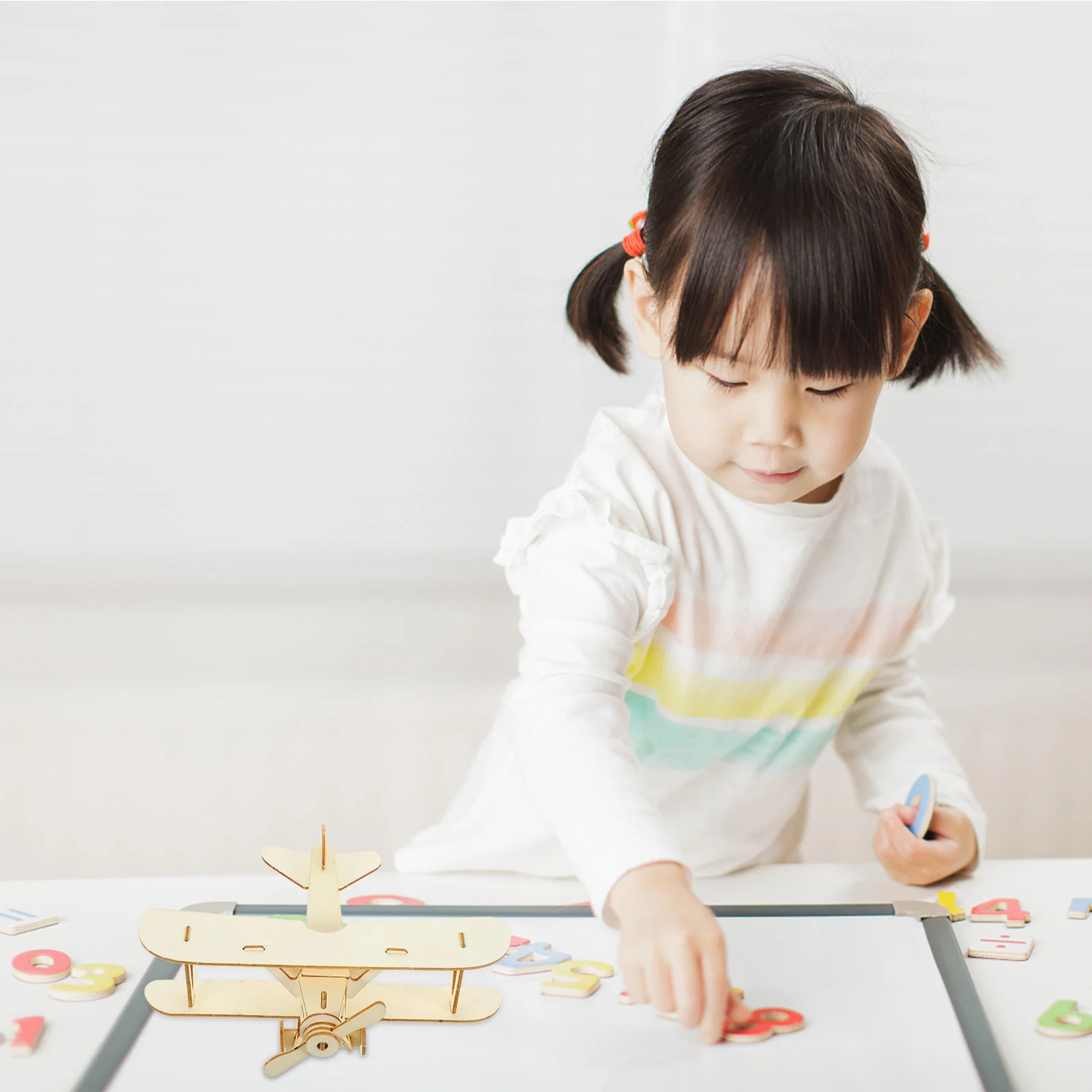 Houten doe-het-zelf puzzel handgemaakt monteren schilderij vliegtuig model speelgoed voor kinderen (houtkleur) monteren vliegtuig