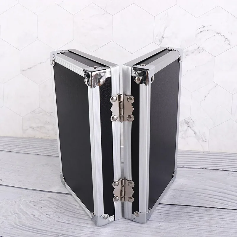 Scatola di alluminio multifunzionale 18x11x5,8 cm Organizzatore di parti di precisione Scatola di visualizzazione per gioielli Organizzatore di contanti nero Fermasoldi