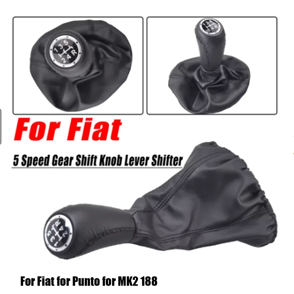 

5 Speed Gear Shift Knob For Fiat For Punto MK2 188 Car Accessories Black PU Leather Gear Head Replacement