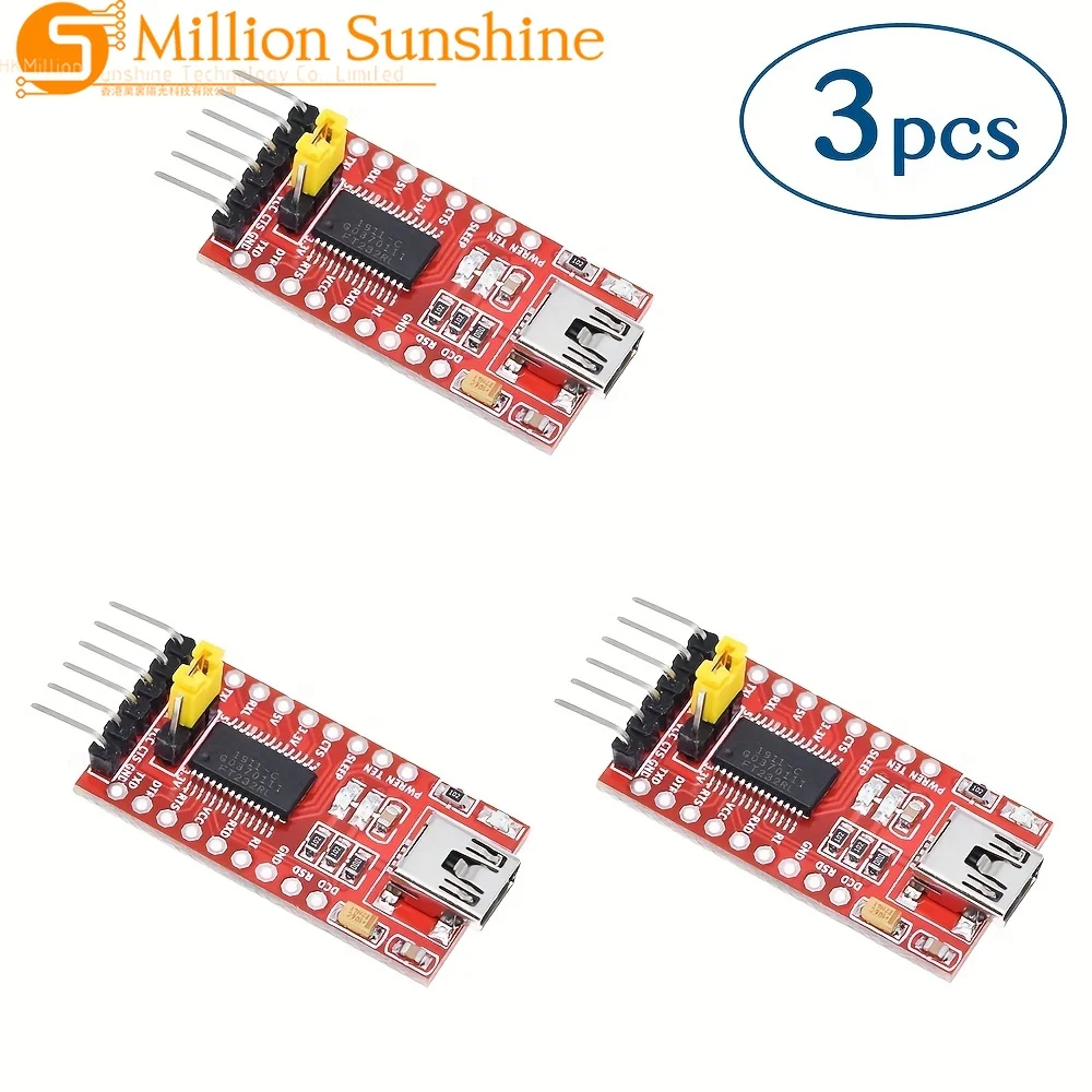 3PCS FT232RL Mini USB to TTL FTDI Adapter Module, 3.3V 5.5V FT232R Breakout FT232RL USB to Serial Converter Adapter Board