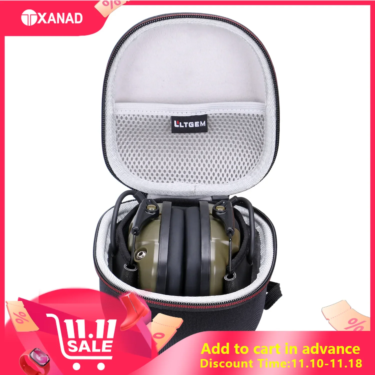 EVA Hard Case for Howard Leight Honeywell Impact Sport Sound Shooting Earmuff Protective Carrying Storage Bag(only case!!!) ﻿