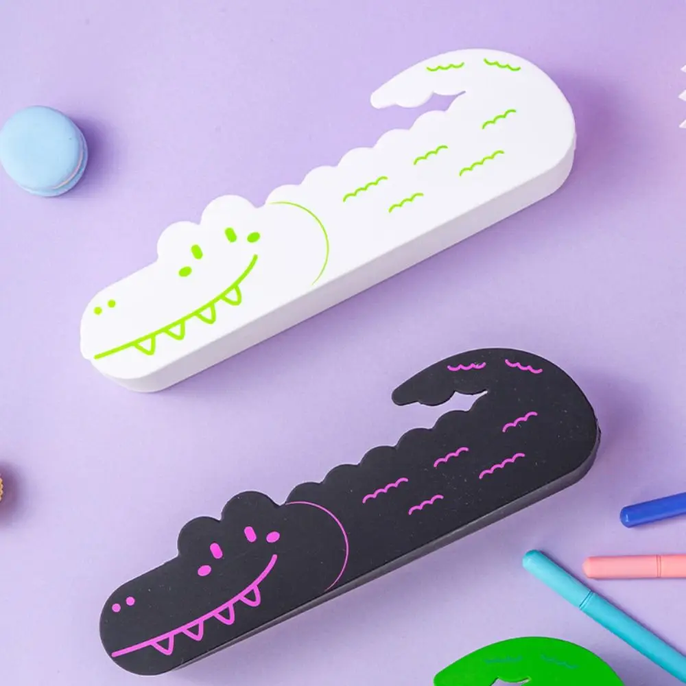 Desktop Organizer Crocodile Shape Pencil Case Silicone Cartoon Stationery Box Portable Waterproof Storage Bag Children