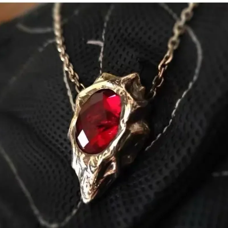 

Devil May Cry Dante Necklace Red Crystal Rhinestone Pendant, Retro Gaming Jewelry for Men Women, Cosplay GiftParty Accessory