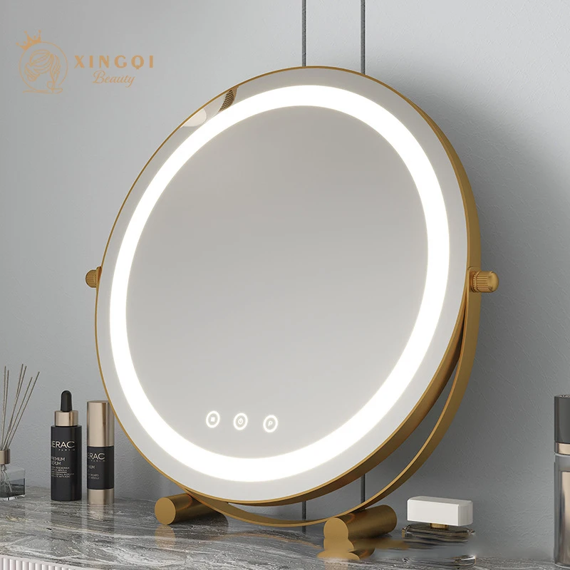 30cm medium size makeup vanity mirror portable led mirror desk round mirrors for living room dressing rechargeable/plug-in