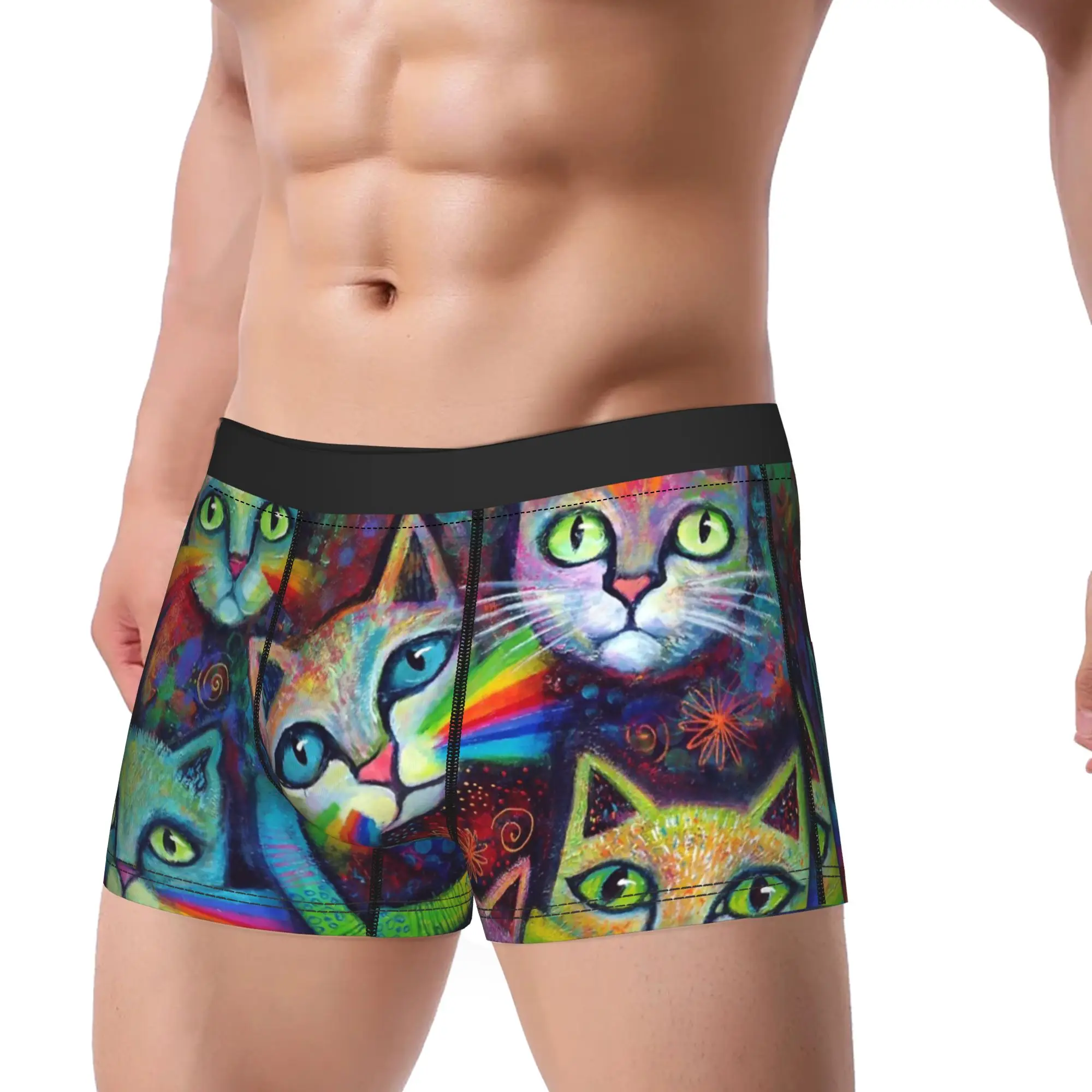 

Funny Boxer Shorts Panties Briefs Man Magicats Underwear Karinzeller Psychedelic Abstract Cats Breathable Underpants for Male