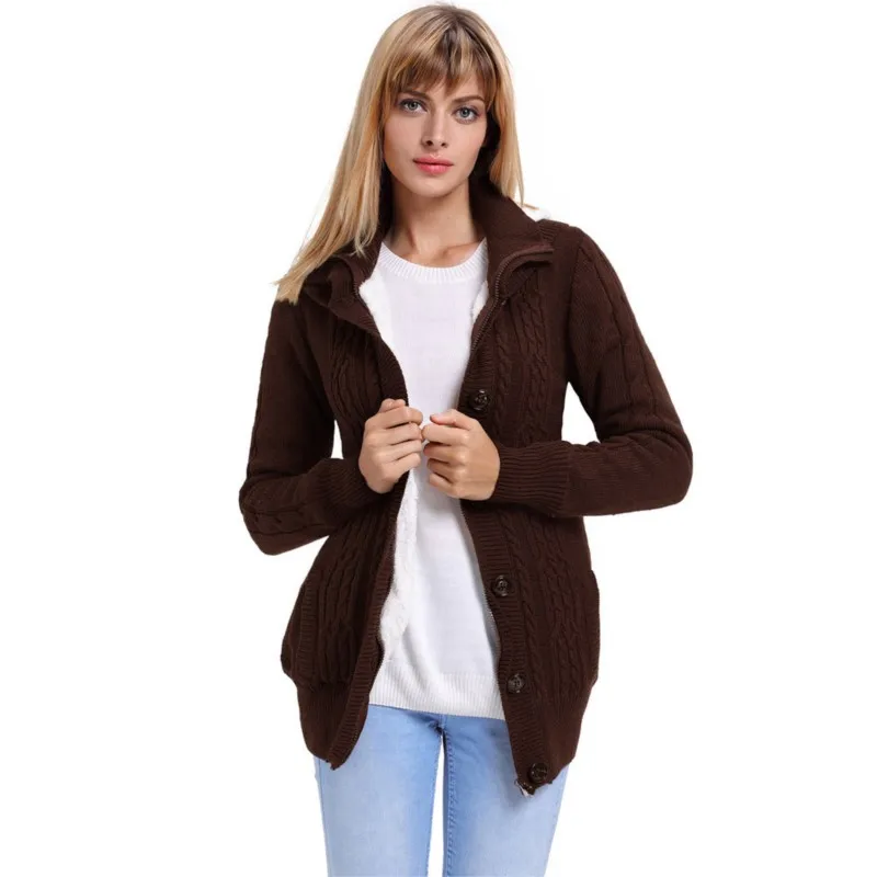 Thick Autumn Winter Long Sleeve Knitwear Cardigan Women Large Size Knitted Sweater Cardigan Female Graceful Jumper Coat Hooded