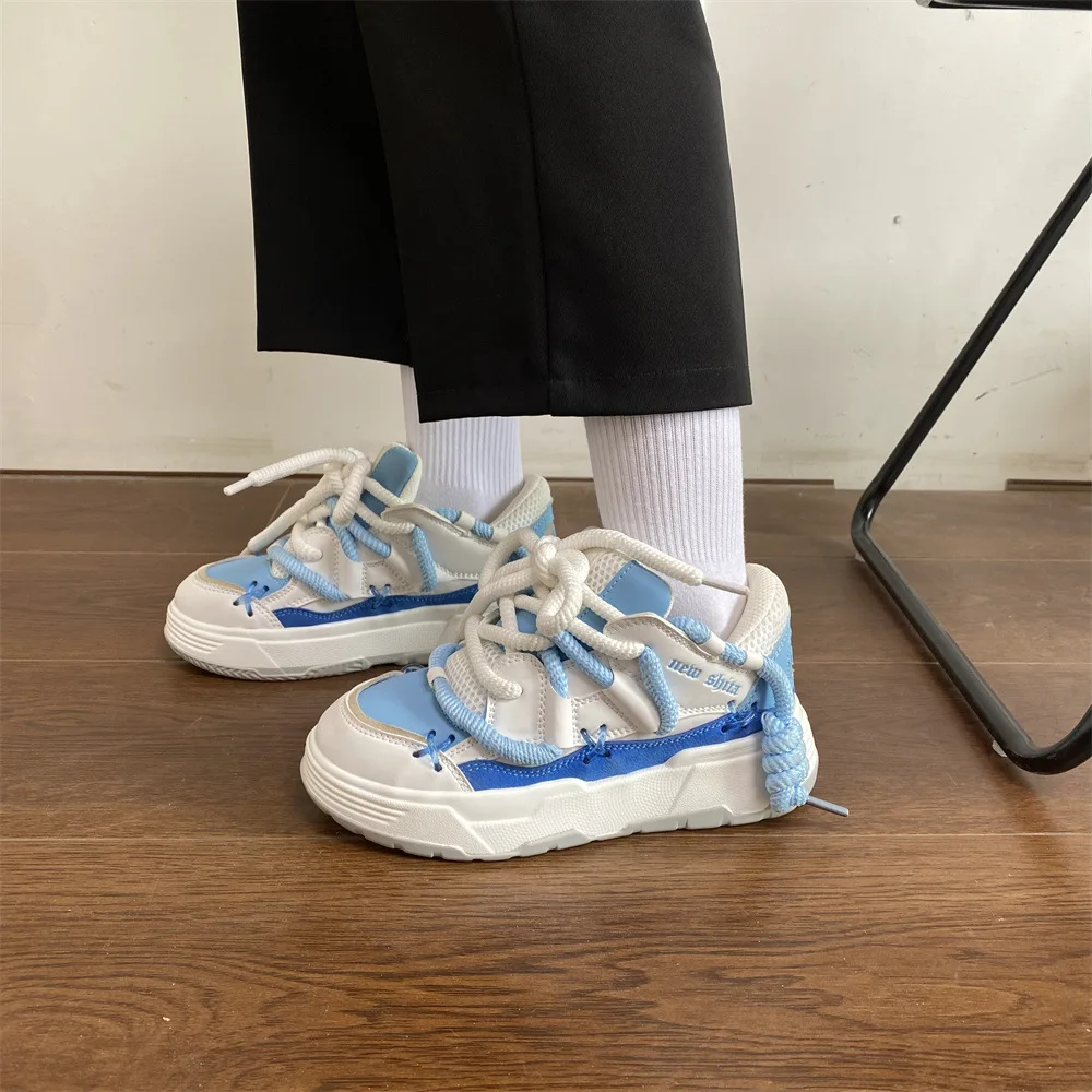 Damen Turnschuhe dicke Sohle Schnürung Wohnungen atmungsaktive Mesh Turnschuhe Freizeit schuhe Frühling Herbst Paar Tennis Sportschuhe Zapatos