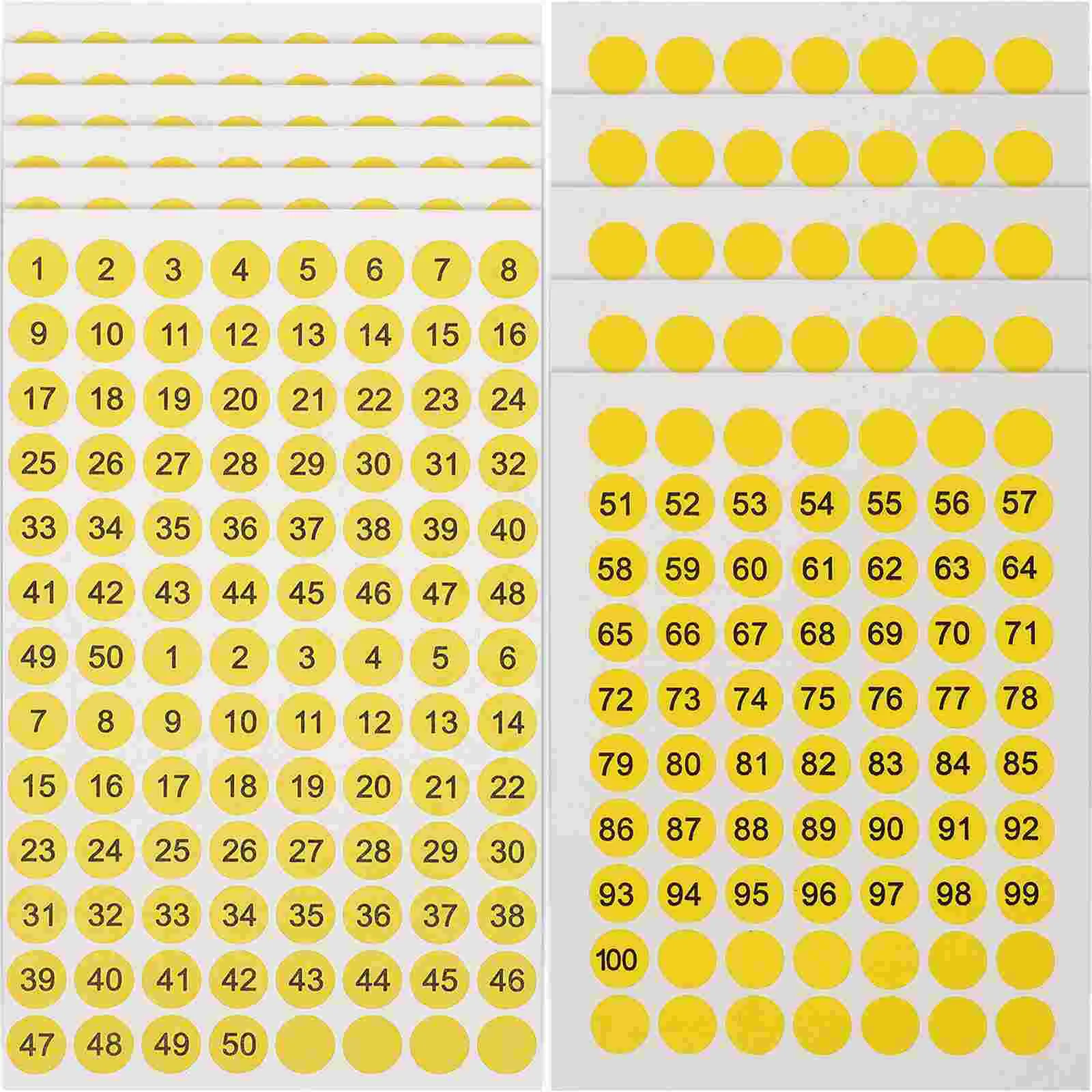 10 Sheets Round Number Stickers Numbered Sign Multi-use Small Labels Digital Copper Plate Coding Office Numbers