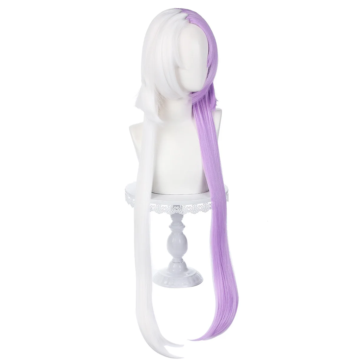 شعر مستعار اصطناعي طويل أبيض أرجواني مزيج أنيمي زي تأثيري شعر الحفلات ألياف مقاومة للحرارة للنساء #4