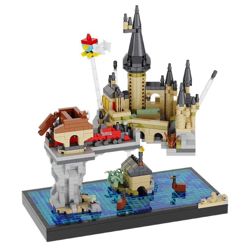 بلو كاسل قطعة صغيرة اللبنات منزل الأميرة القلعة السحرية عيد ميلاد Gif للأطفال DIY لعبة البناء الإبداعية هدية الفتاة #4