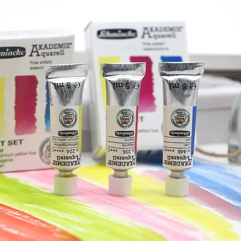 5 مللي المستوى الرئيسي ثلاثة مجموعة الألوان الأساسية Schmincke الطلاء بالألوان المائية أنبوبي التوضيح رسم بالألوان المائية لوازم الرسم