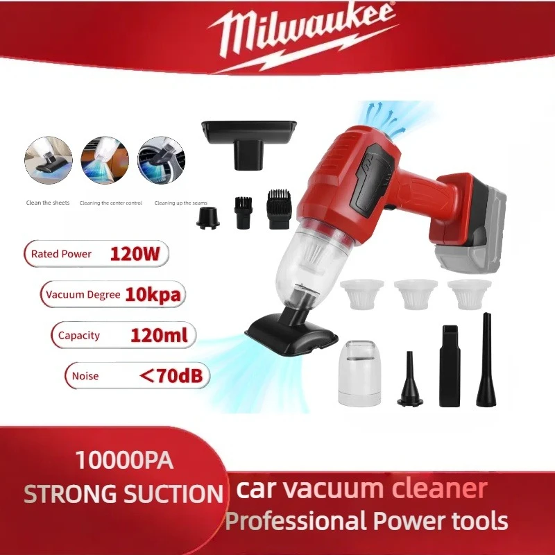 Cordless Handheld Vacuum Cleaner for Milwaukee 18V Battery 2-In-1 Multi-function Dust Collect Machine and Air Blower