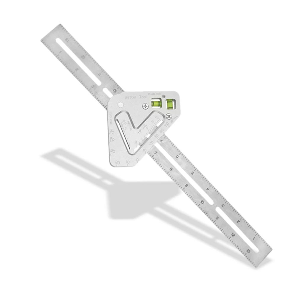 ไม้วัดมุมแบบอะลูมินัมอัลลอยไม้โปรแทรกเตอร์แบบมืออาชีพมาตรวัดไม้ช่างไม้