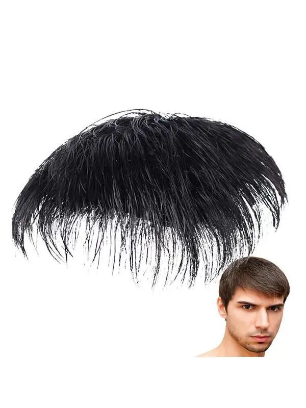 100% Natural Human Hair Toupee with Clips on Short Hair Replacement System Prosthetic Men\'s Wig Male Pieces For Men Baldnes