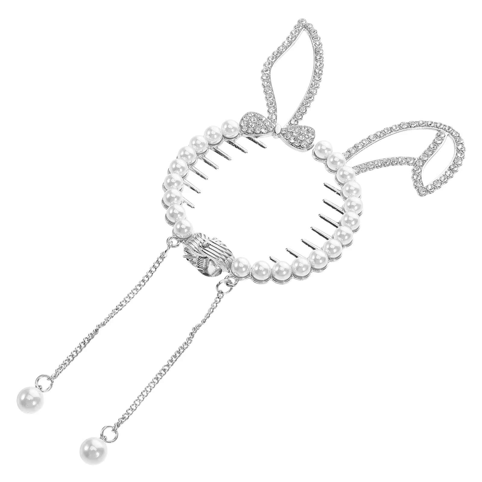 

Sturdy Bunny Ear Hair Clip Rhinestone Ponytail Buckle Cute Rabbit Ears Hairpin Stylish Accessories Women Durable Hair