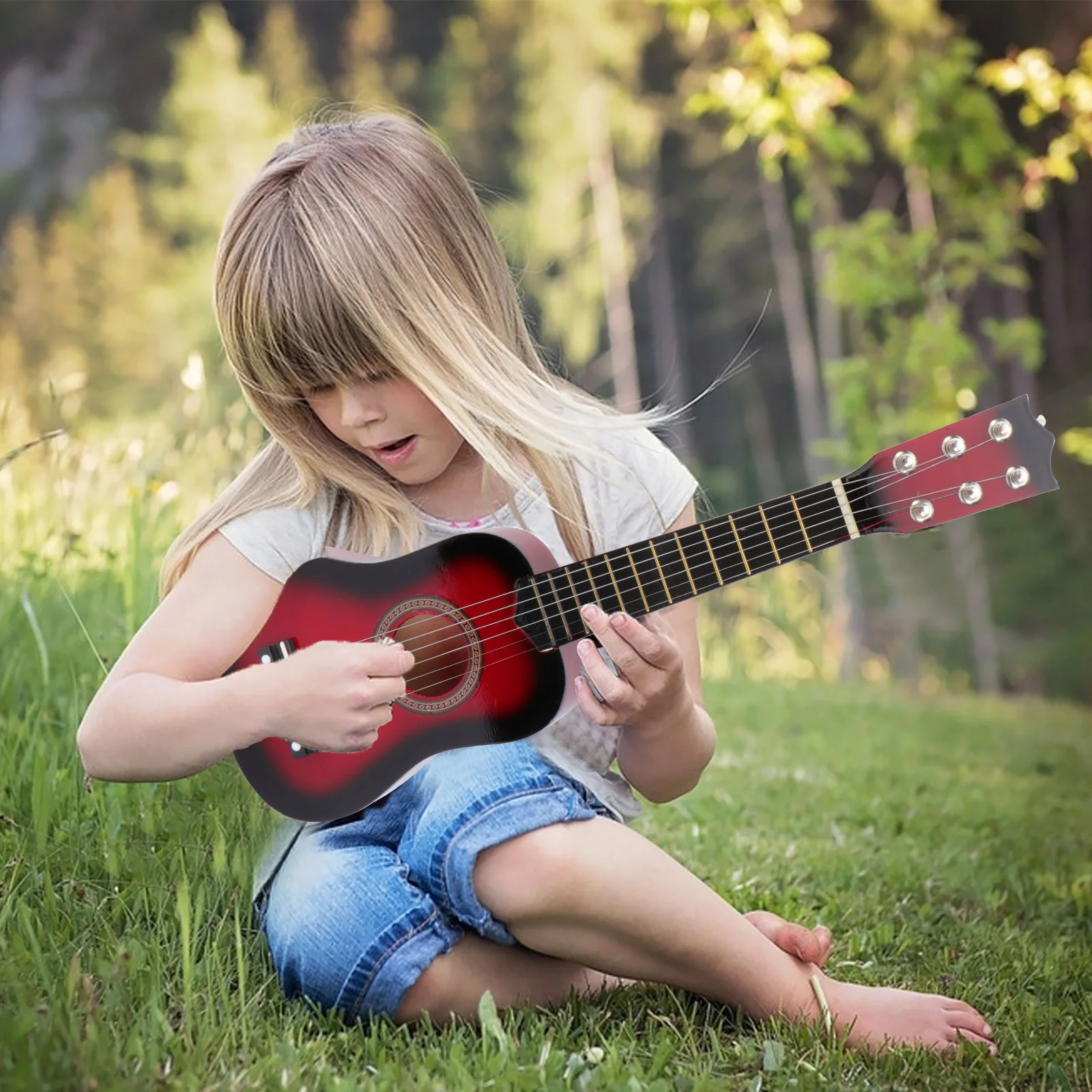 21 Polegada instrumento musical crianças guitarra crianças brinquedos acústico portátil vintage de madeira