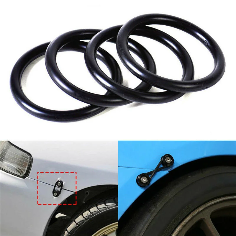 4pcs High Strength Bumper Fender Quick Release O-Ring Rubber Fastener Band Kit Black Universal Exterior Parts Car Accessories