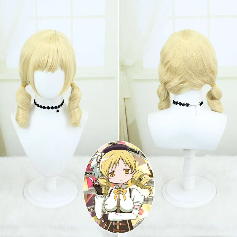 Anime Puella Magi Madoka Magica Tomoe Mami Cosplay Kostuum Madoka ☆ Magica Combat Uniform Pruik Vrouw Mooi Kawaii Kerstpak