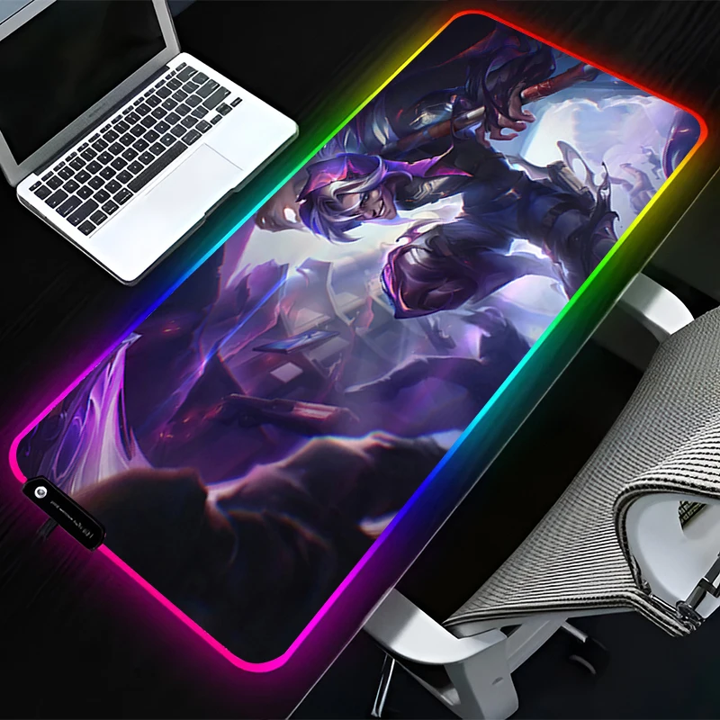 

RGB LED Mousepad Computer Gaming Accessories Keyboard Pad Rubber HD Mouse Pad Decoracion Desk L-league of Legends Kayn Mouse Mat