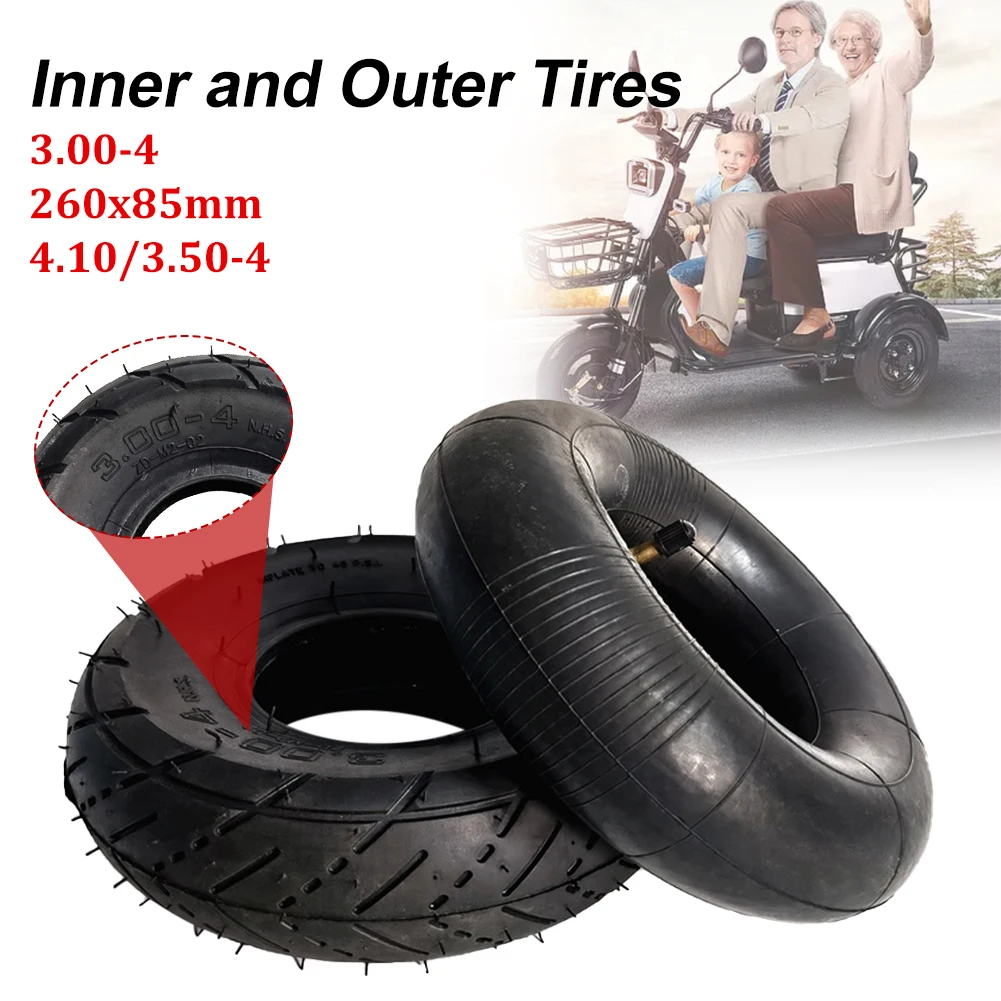 4.10/3.50-4 Inner Tube Outer Tire Electric Scooter 10 Inch Tire Replacement Thickened Rubber 260x85mm/ 3.00-4 Inner Outer Tires