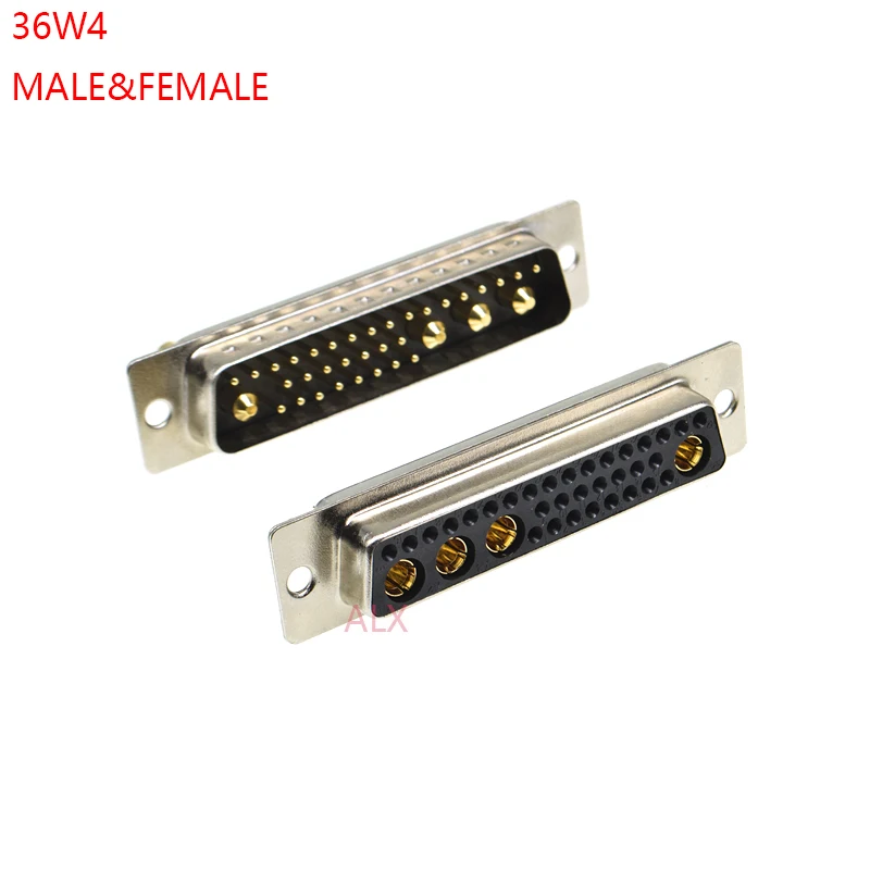 

1pcs 36w4 30a Gold Plated Male Female High Current Connector d-sub Adapter Solder Type 32+4 Plug Jack High Power 36 Position
