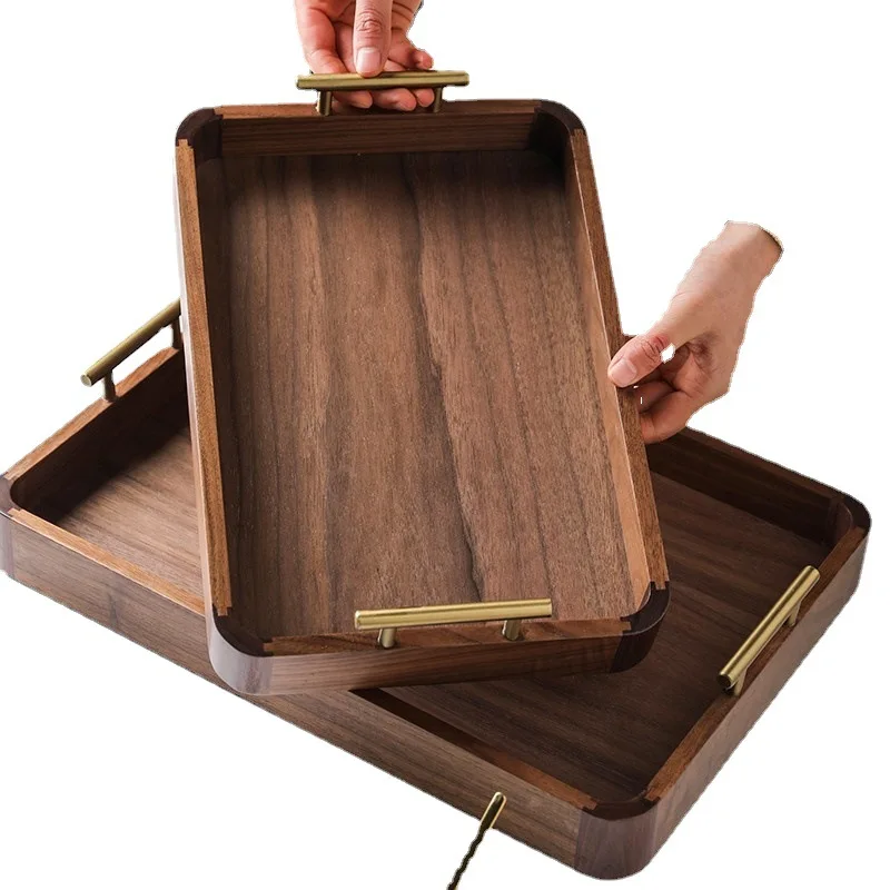 

Black walnut teacup tray wooden tray, household wooden teacup tray, wooden tableware tray bread tray