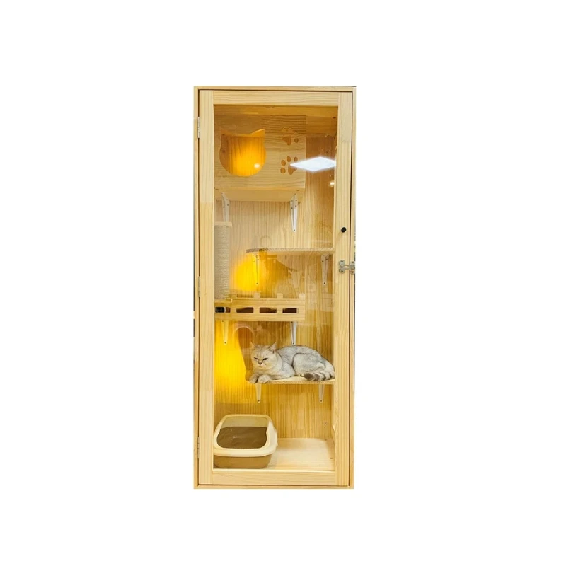 

villa solid wood side transparent large luxury at villa ct house hotel breeding cage cat display cabinet