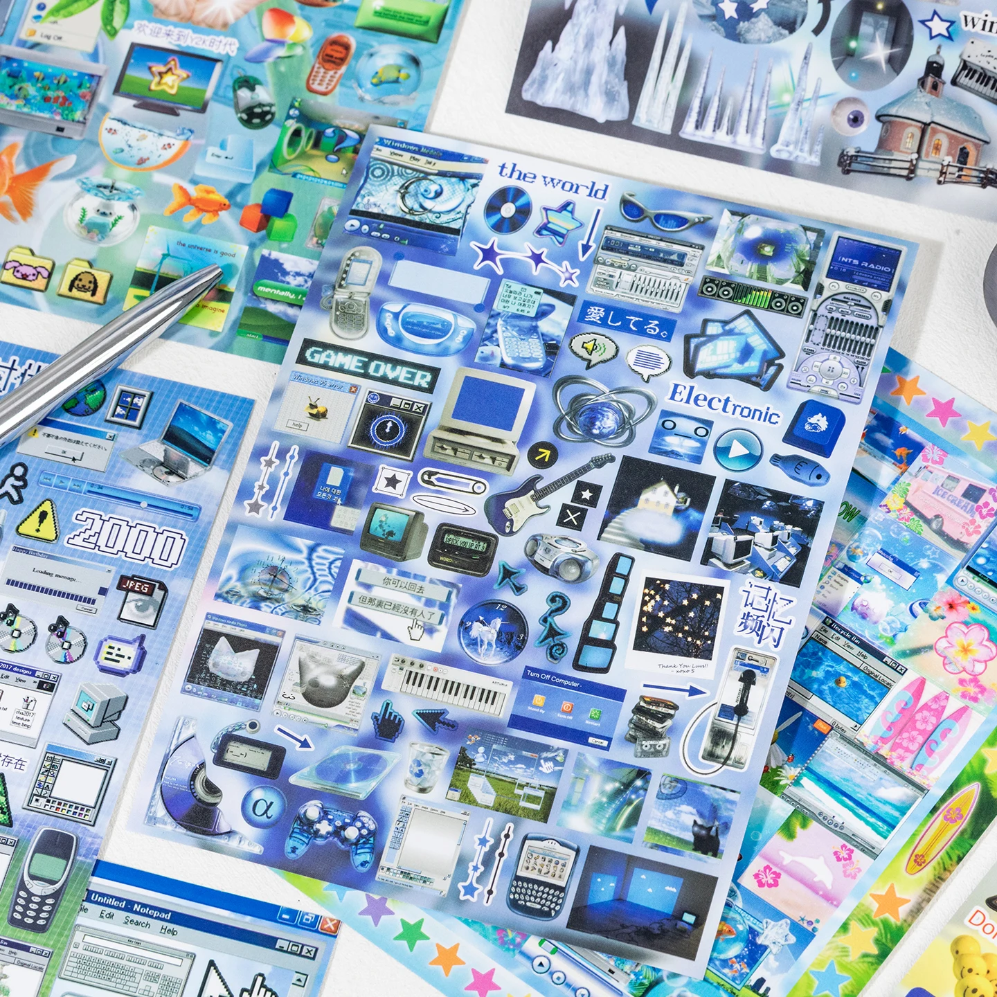 Y2K Millennium Retro Nostalgic Sticker Book, Decorative Collage Supplies for Journals, Multi-purpose Ornamental Stickers