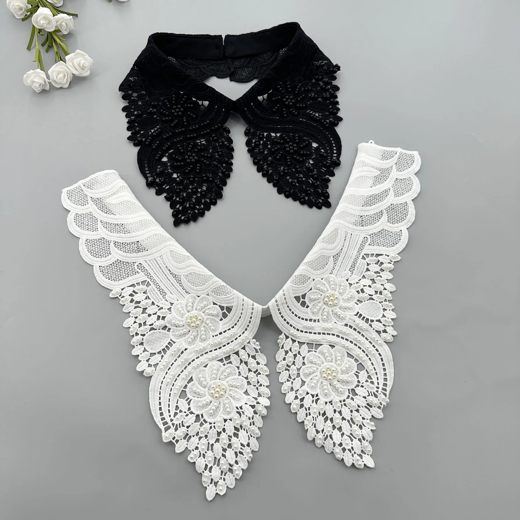 

Водорастворимый тяжелый искусственный воротник с вышивкой бисером — модный остроконечный воротник-стойка для женской повседневной универсальной одежды