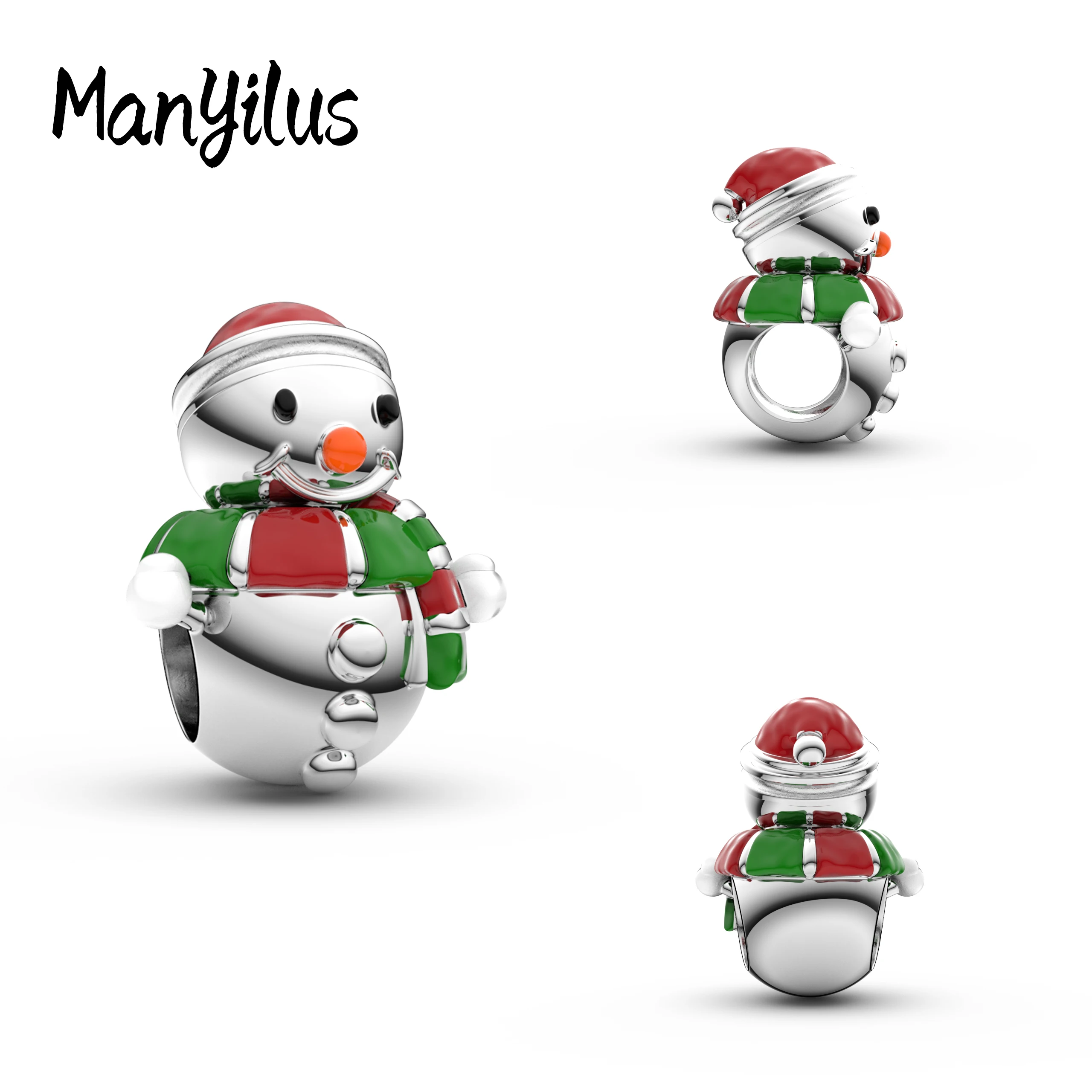 

Manyilus 2025 New Christmas Snowman Charms S925 Sterling Silver Trinkets Beads For Original Bracelet Charm 925 Diy Jewelry Gift
