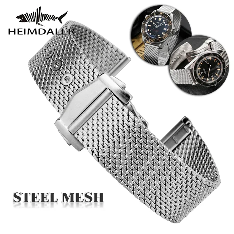 Heimdallr Mesh Strap for NTTD Sea Ghost Master Watch Strap Stainless Steel Flat-end Universal 20mm Bracelet Steel Watchband