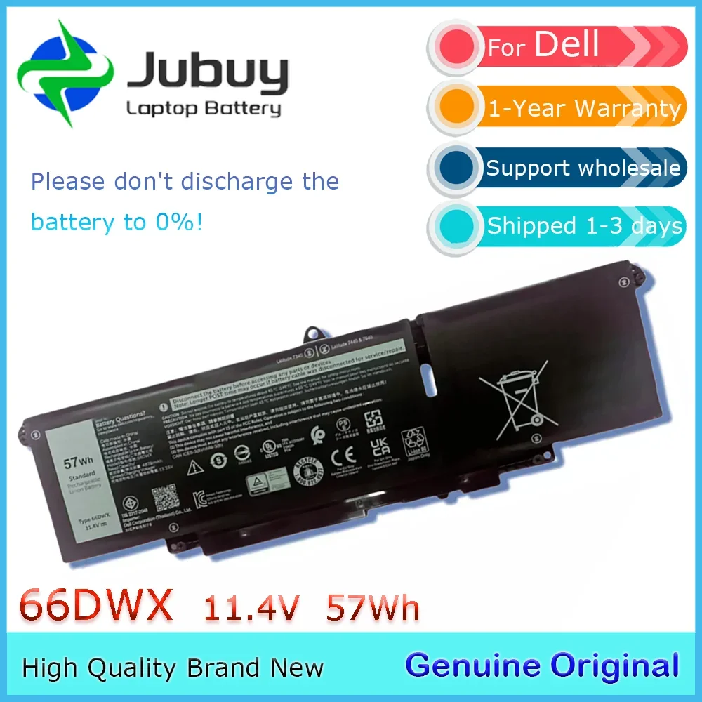 66DWX WW8N8 11,4 В 57 Втч оригинальный аккумулятор для ноутбука Dell Latitude 7340 7440 7640 047T0 0HYH8 P175G P176G 3ICP6/65/78 и т. д.