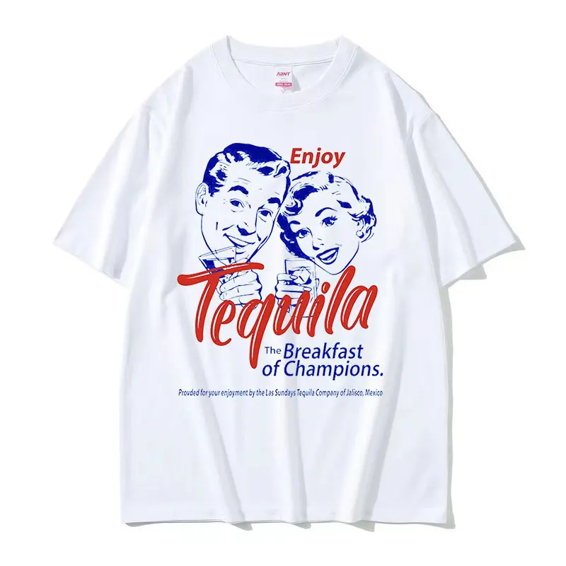 Enjoy Tequila The Breakfast of Champions Funny Meme T Shirts Men Women Casual Fashion High Quality Oversized T-shirt streetwear