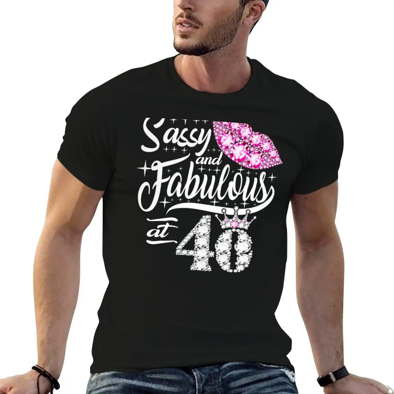 

Womens Sassy And Fabulous At 40 Years Old Crown Lips Premium T-Shirt anime tshirt T-Shirt