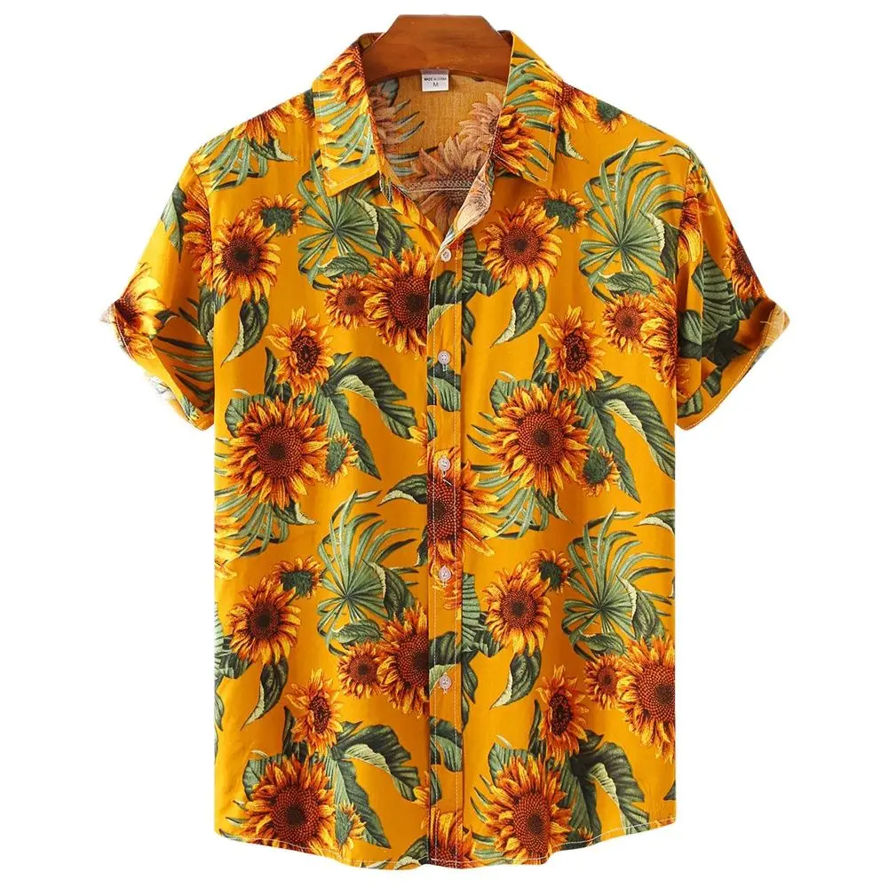 

Sleeve Casual Loose Streetwear Summer Beach Shirts for Male/Female Clothing Hawaiian Men's Shirt Floral Harajuku Printed Short