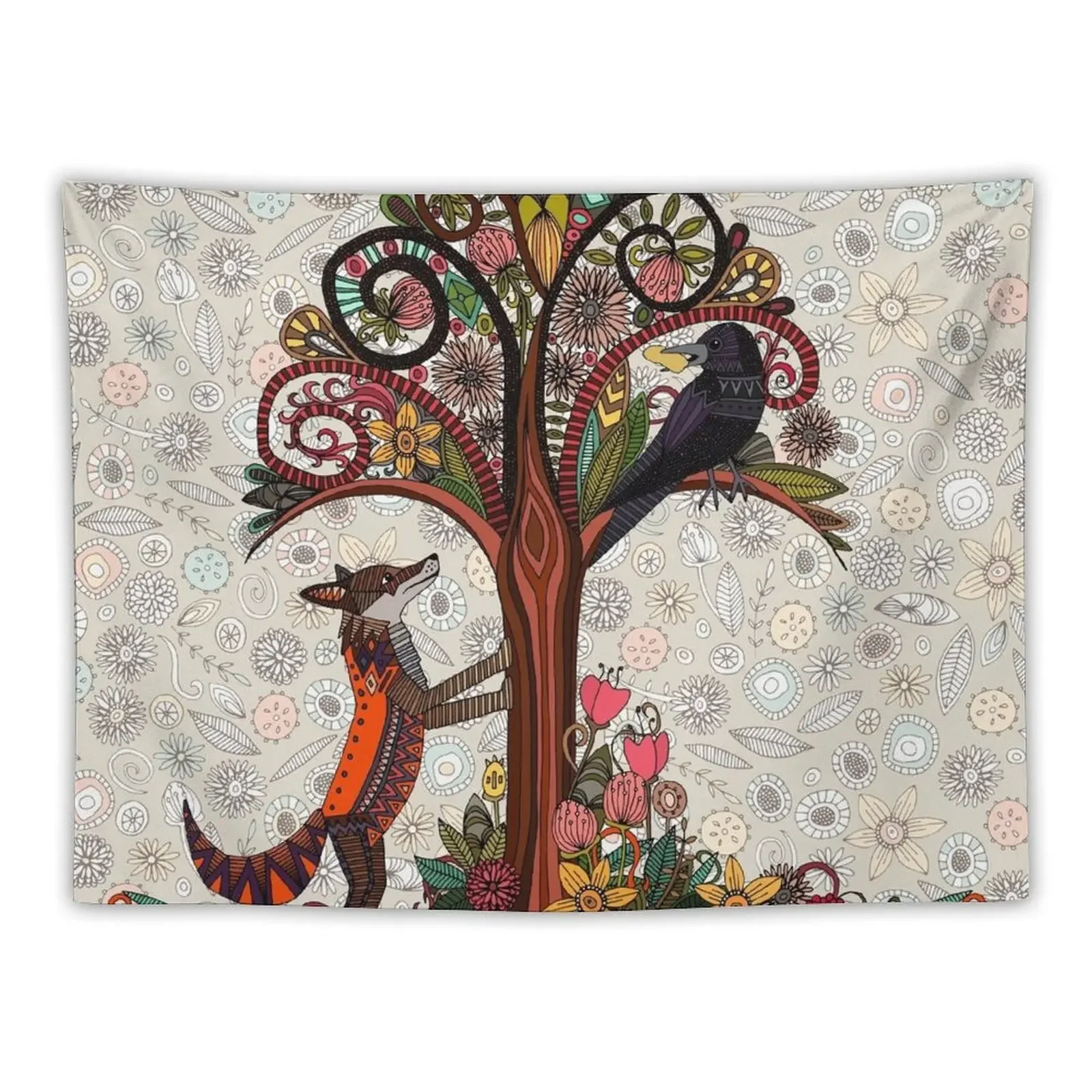 

fox and crow Tapestry Home Decor Aesthetic Bedrooms Decor Wall Deco Room Aesthetic Decor Tapestry