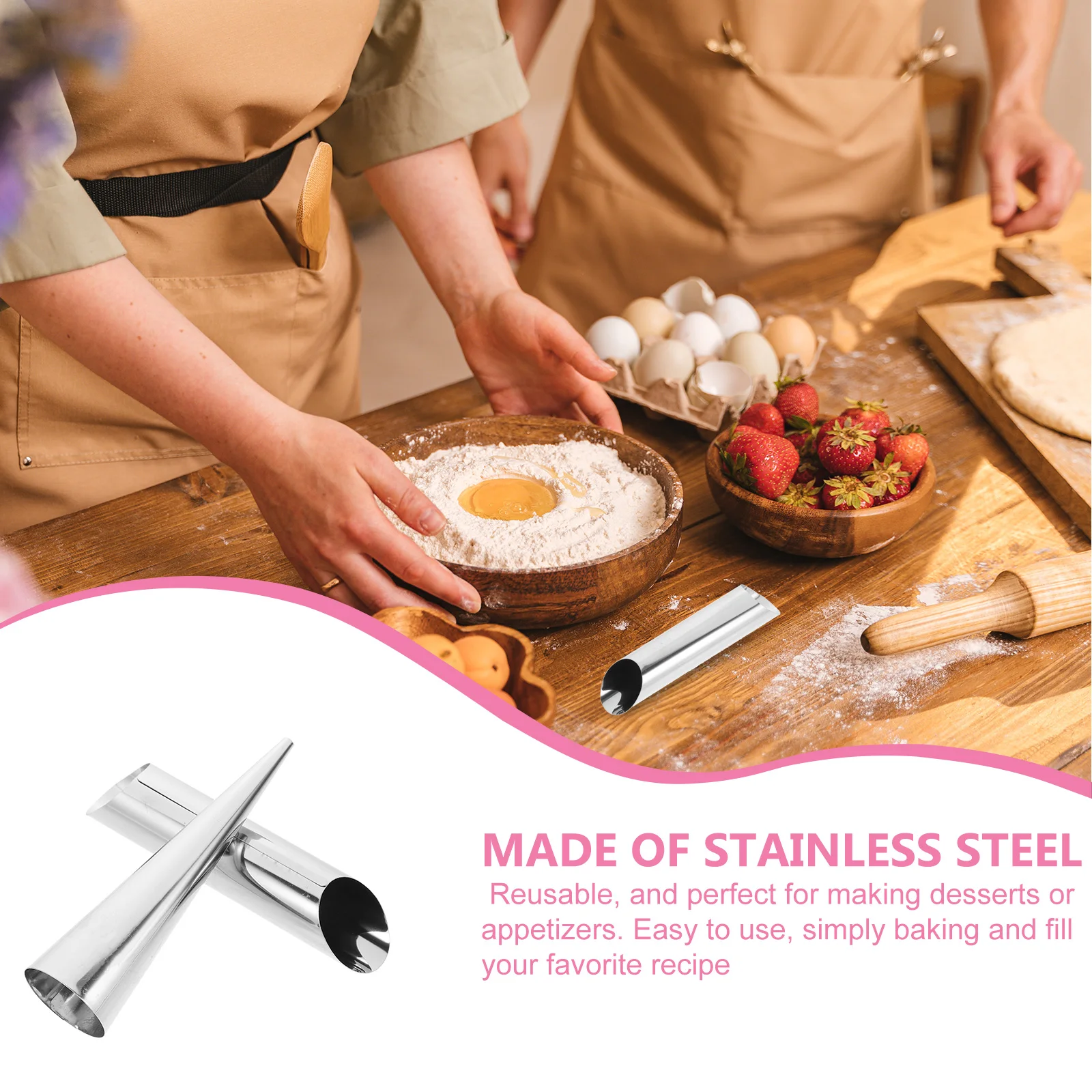 

16Pcs Croissant Baking Molds Stainless Steel Reusable Cream Horn Mold for Bread Making Tools Conical Shaped Desserts Baking