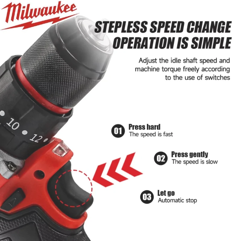 ميلووكي مثقاب كهربائي صغير 150N.m مثقاب صدمي لاسلكي بدون فرش لبطارية 18 فولت تستخدم أداة تزيين الطاقة #3