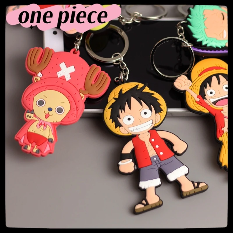 one piece Luffy double-sided soft rubber keychain bag pendant anime doll keychain boy car children's birthdaygift halloween